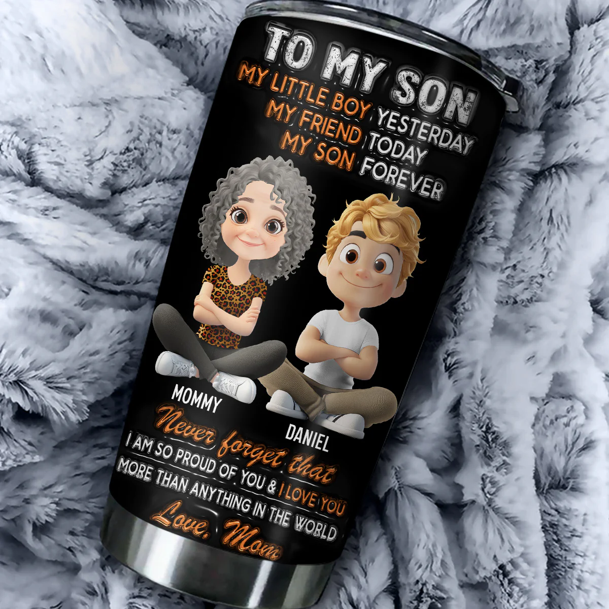 Mother And Son A Love That Never Ends - Personalized Custom 3D Inflated Effect Tumbler - Image 4
