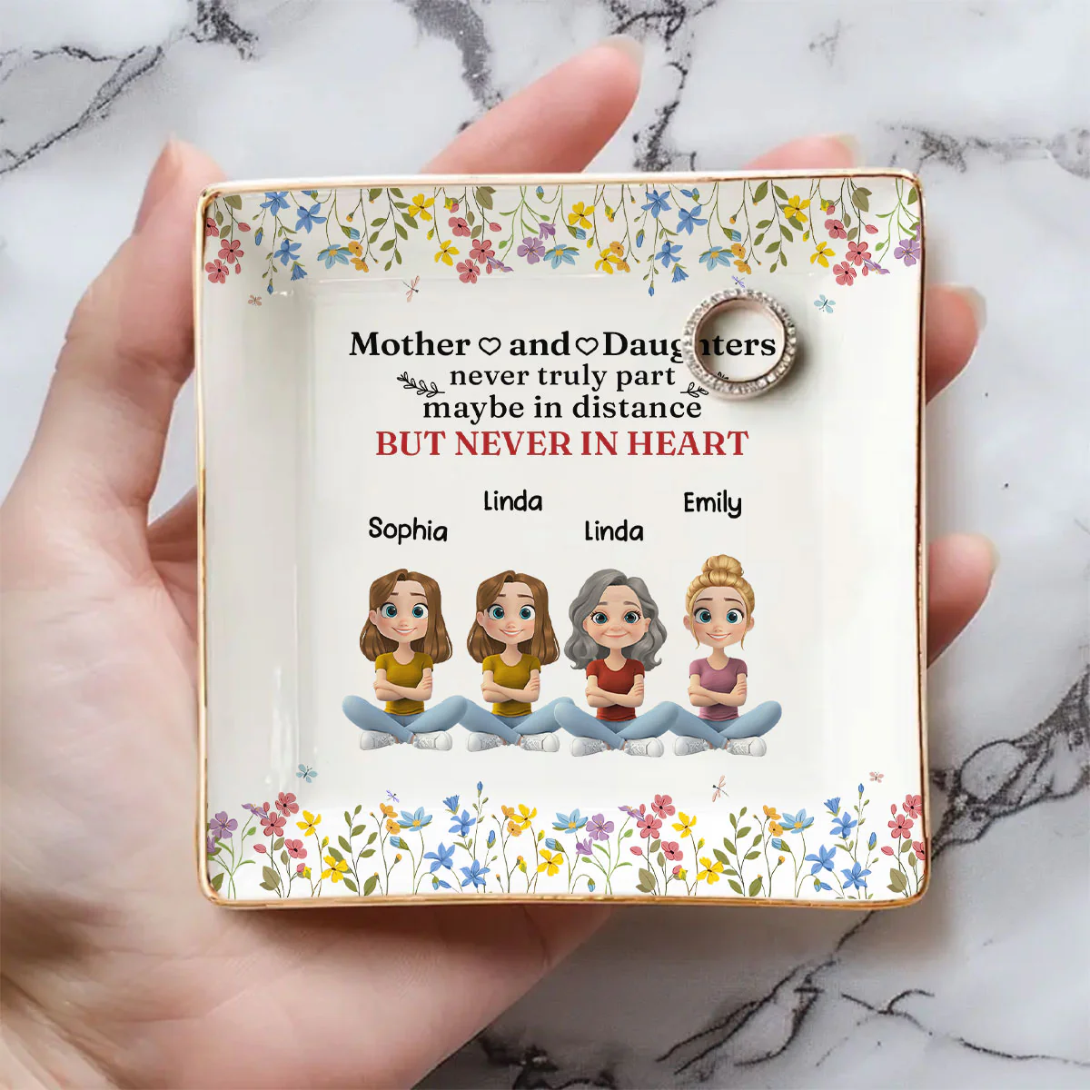 Mother And Daughter Never Truly Part - Personalized Custom Jewelry Dish - Image 5