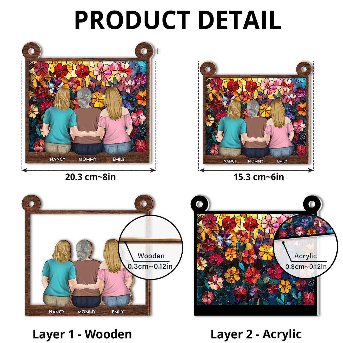 Mother & Daughter - Personalized Custom Suncatcher - Image 4