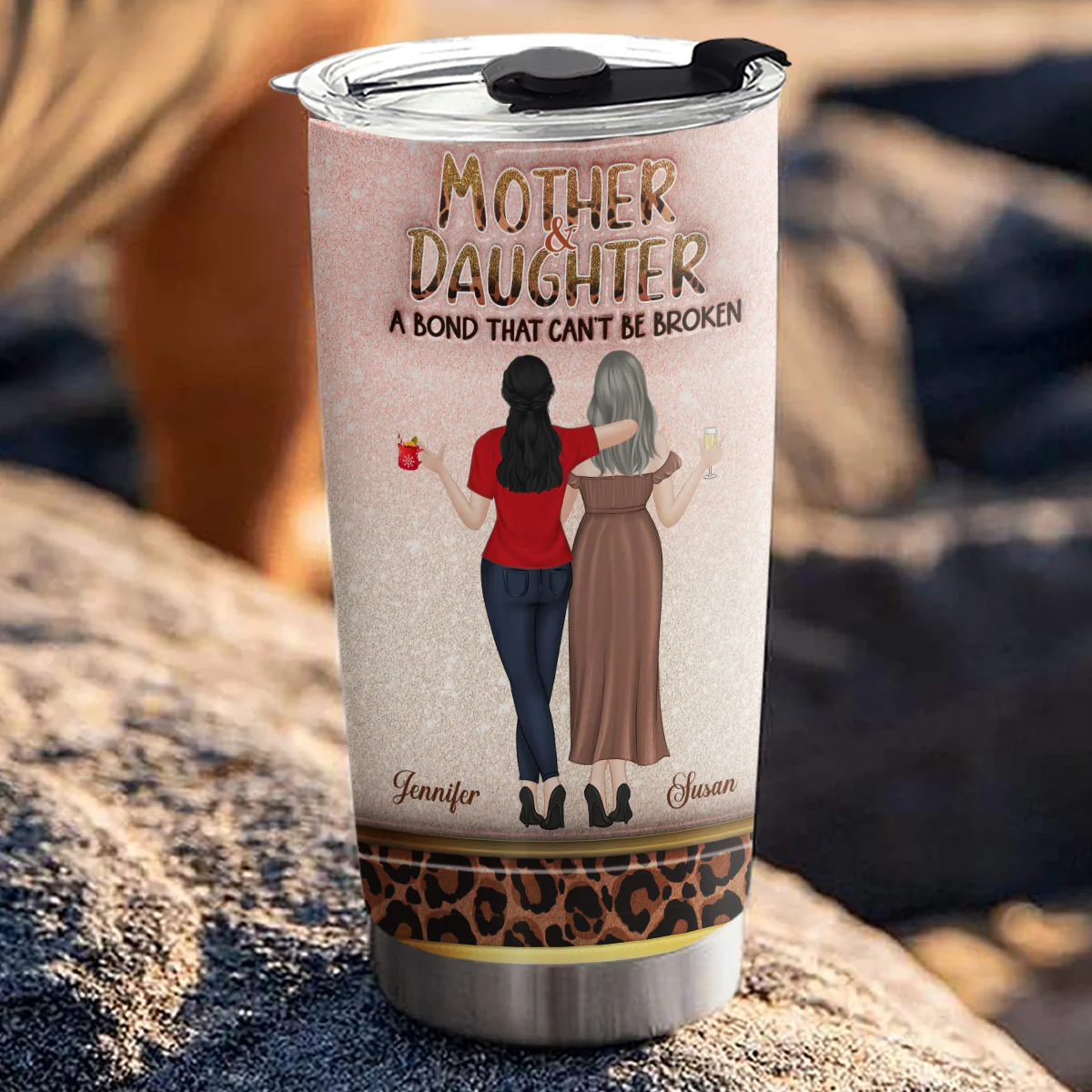 Mother & Daughters A Bond That Can't Be Broken - Personalized Custom 3D Inflated Effect Tumbler - Image 4