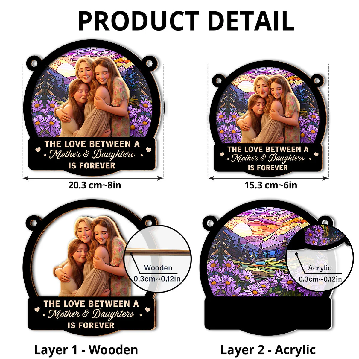 Mother Daughters Forever Linked Together - Personalized Custom Suncatcher - Image 5
