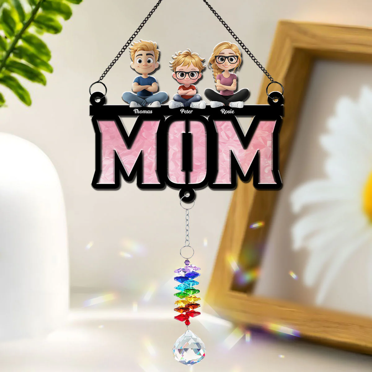 Mother Is Our Sunshine - Personalized Custom Suncatcher With Crystal Rainbow Charm - Image 2