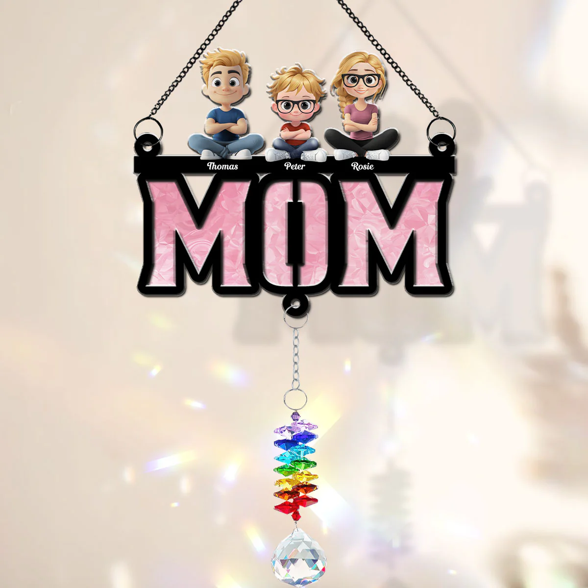 Mother Is Our Sunshine - Personalized Custom Suncatcher With Crystal Rainbow Charm - Image 3