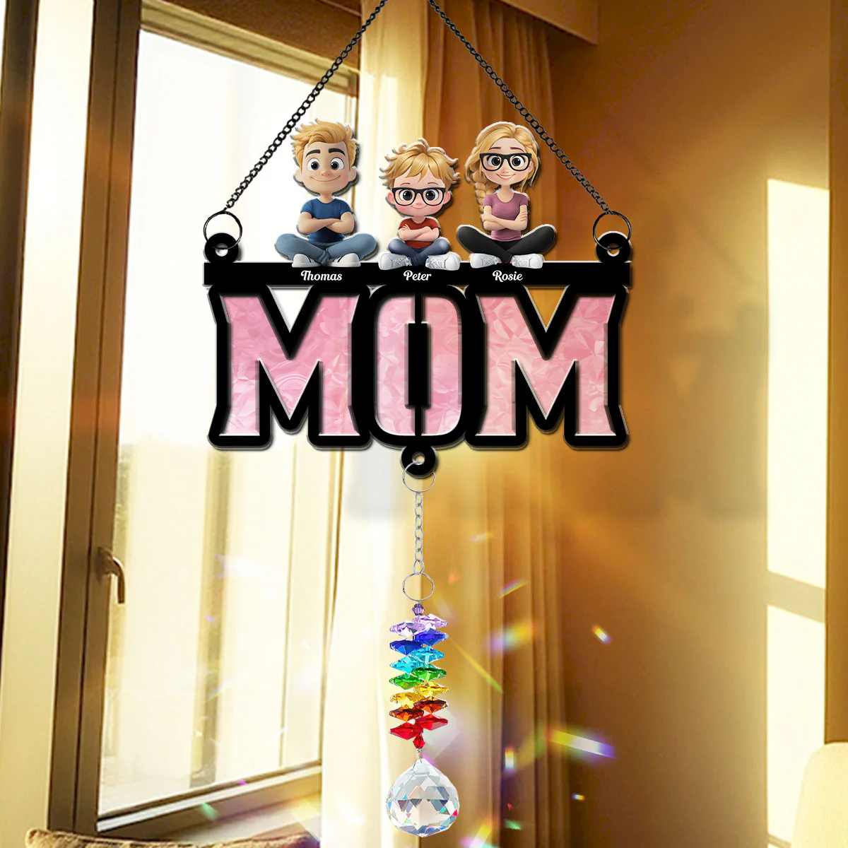 Mother Is Our Sunshine - Personalized Custom Suncatcher With Crystal Rainbow Charm - Image 5