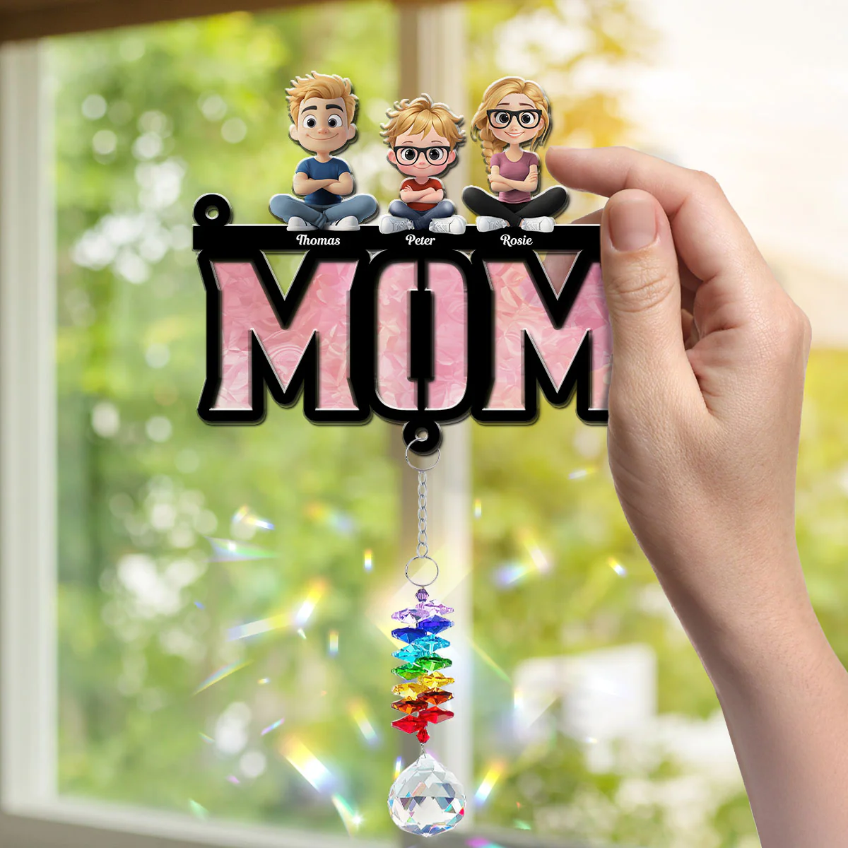 Mother Is Our Sunshine - Personalized Custom Suncatcher With Crystal Rainbow Charm - Image 6