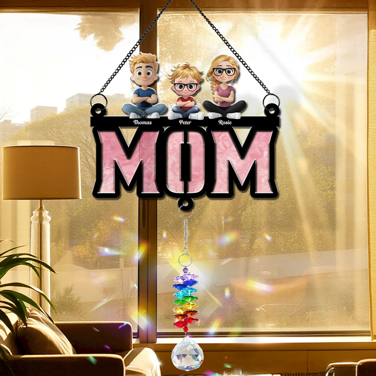 Mother Is Our Sunshine - Personalized Custom Suncatcher With Crystal Rainbow Charm - Image 7