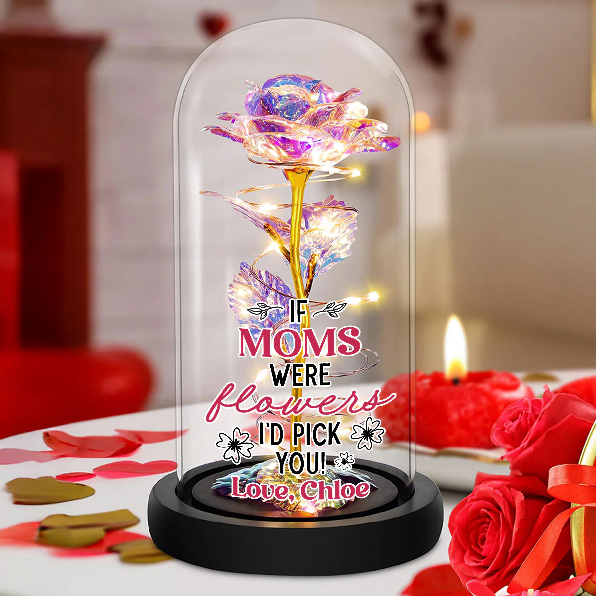 Mothers Were Flowers I'd Pick You - Personalized Custom Sparkly Rose - Image 2