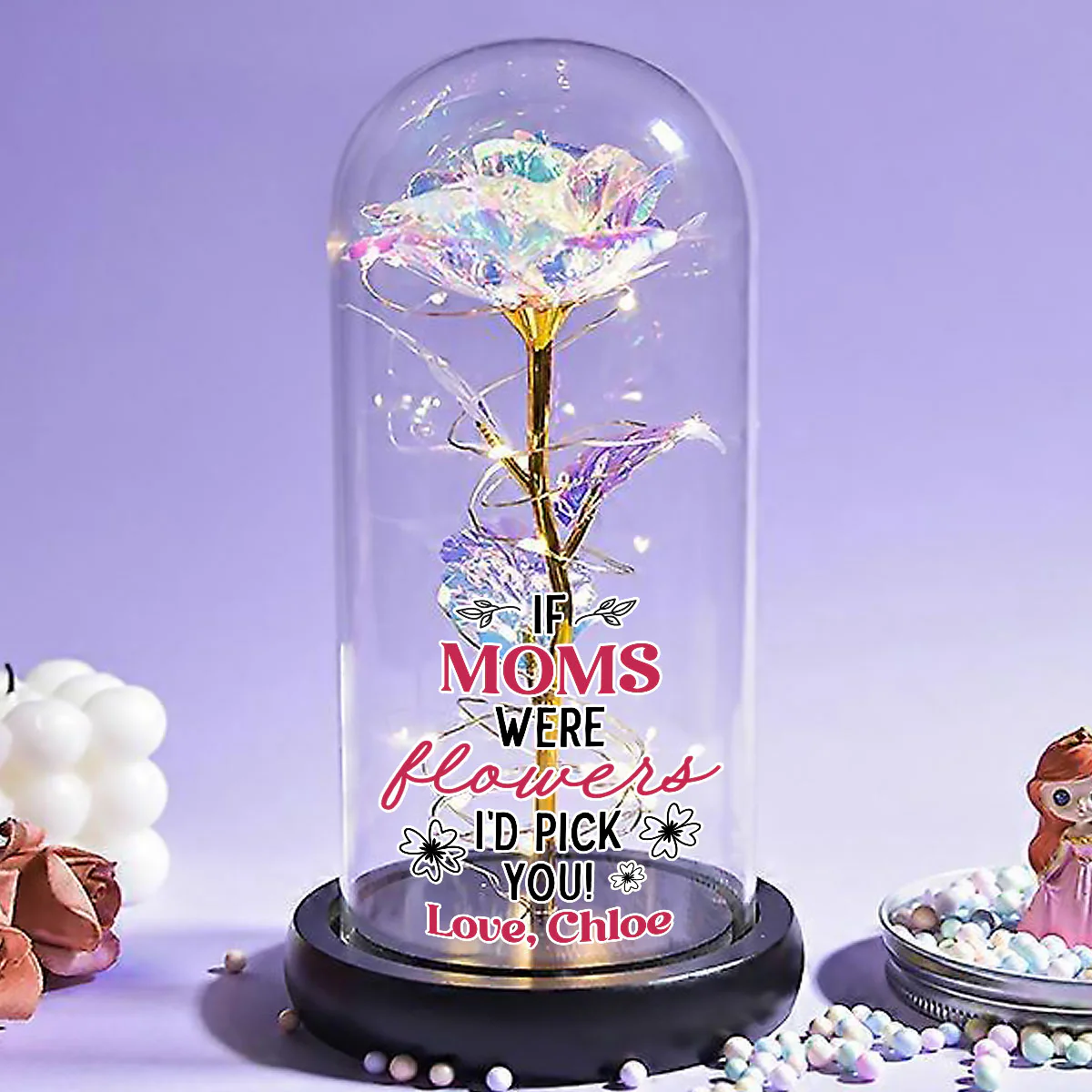 Mothers Were Flowers I'd Pick You - Personalized Custom Sparkly Rose - Image 3