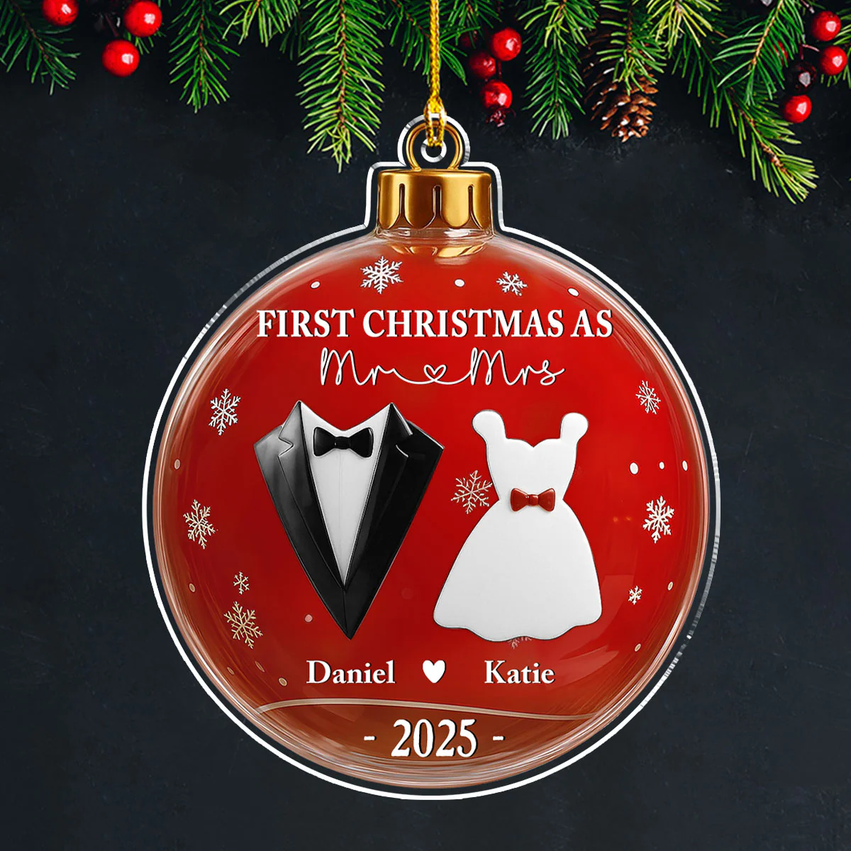 Mr And Mrs - Personalized Custom Acrylic Ornament - Image 4