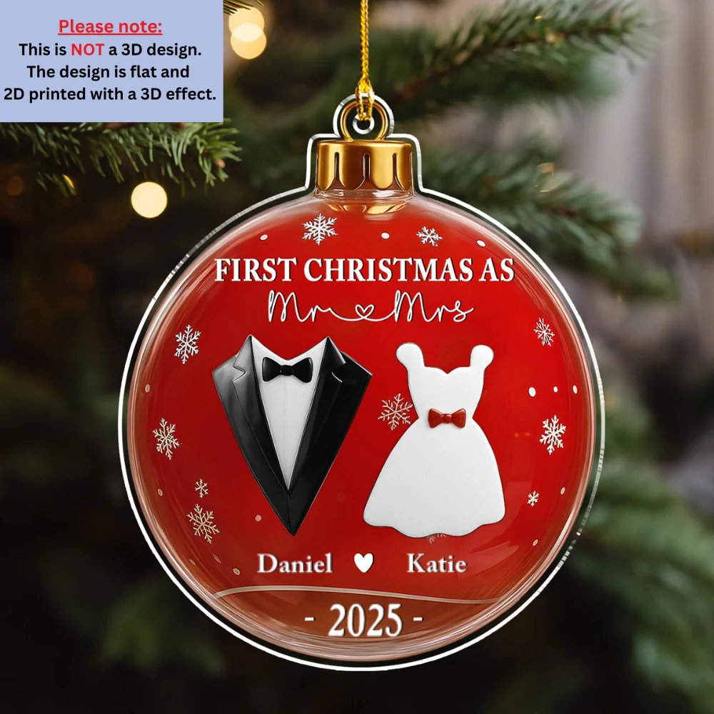 Mr And Mrs - Personalized Custom Acrylic Ornament - Image 6
