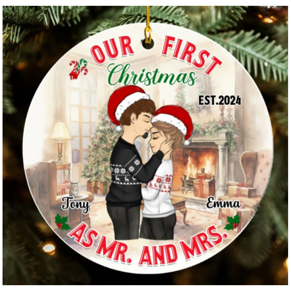 Mr And Mrs - Personalized Custom Acrylic Ornament - Image 5