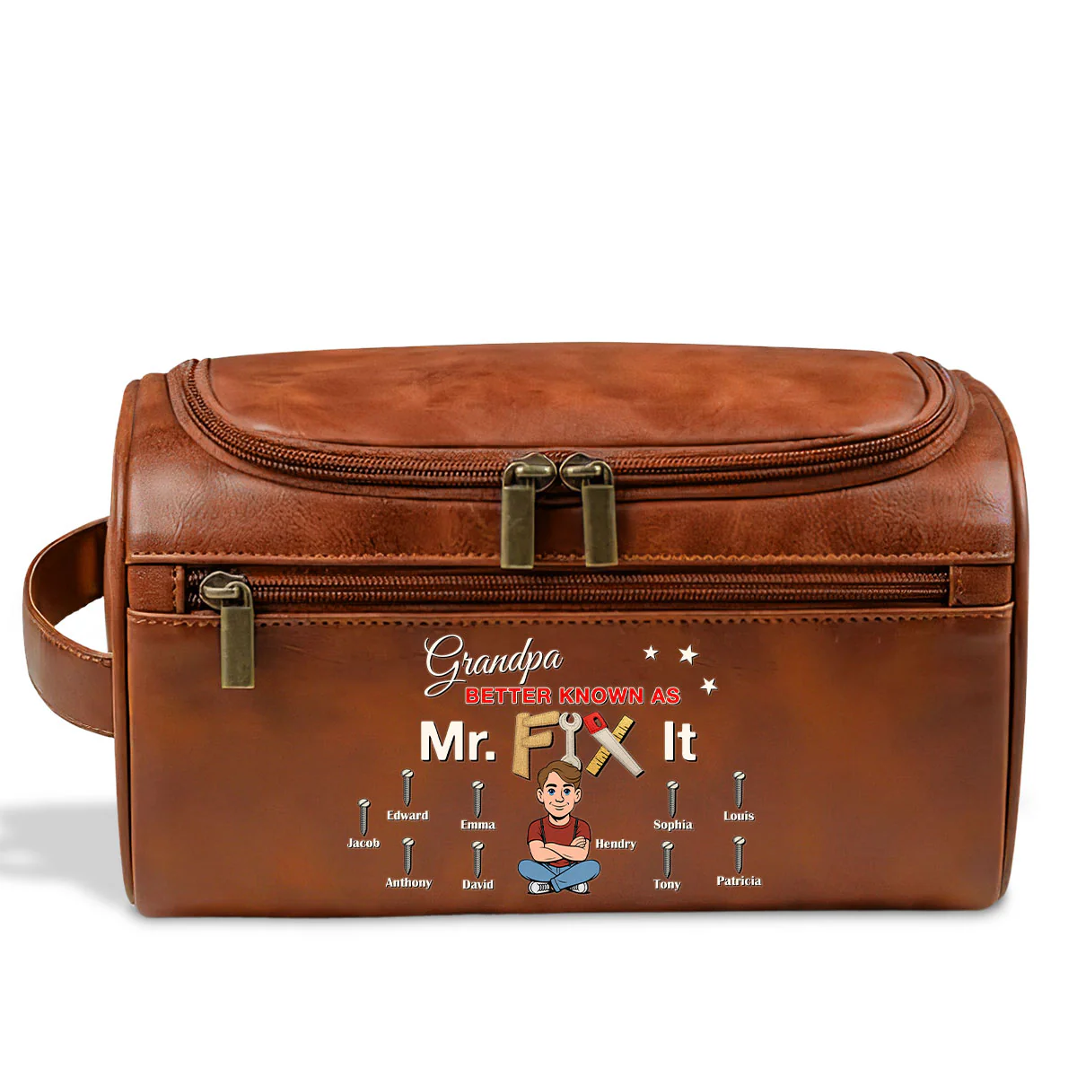 Mr Fix It - Personalized Custom Leather Toiletry Bag - Image 2