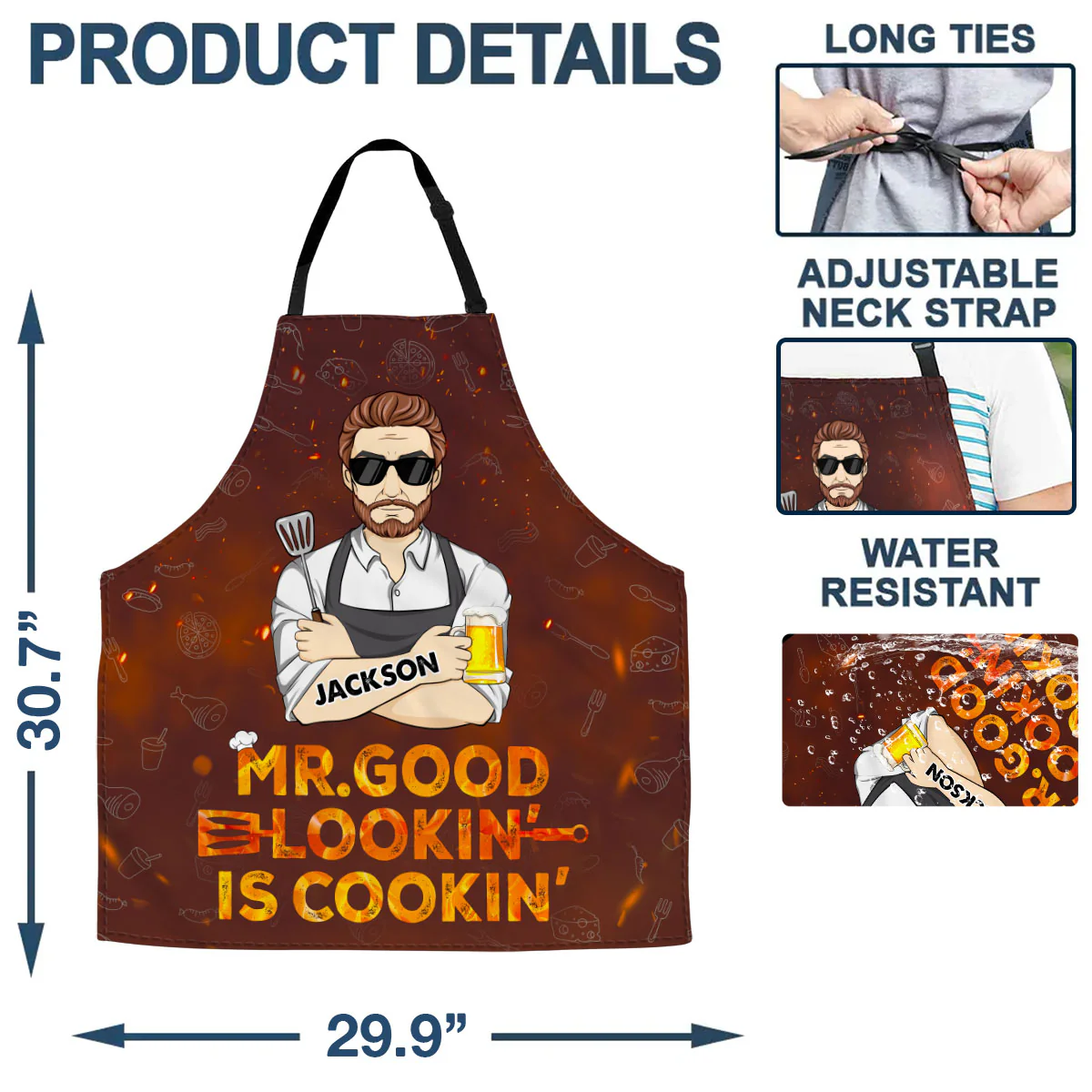 Mr Good Looking Is Cooking - Personalized Custom Apron - Image 4
