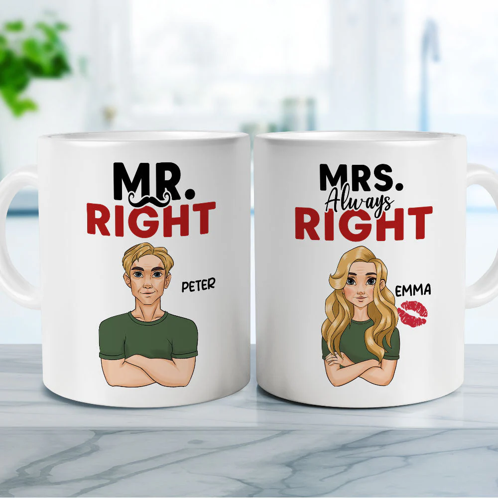 Mr Mrs Right - Personalized Custom Coffee Mug - Image 5