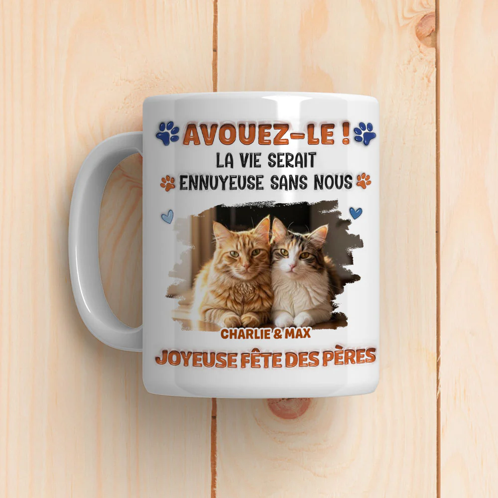 Mug à Café Personnalisé Effet Gonflé 3D "Admit It" Photo - Version Papa Chat Fou et Rigolo