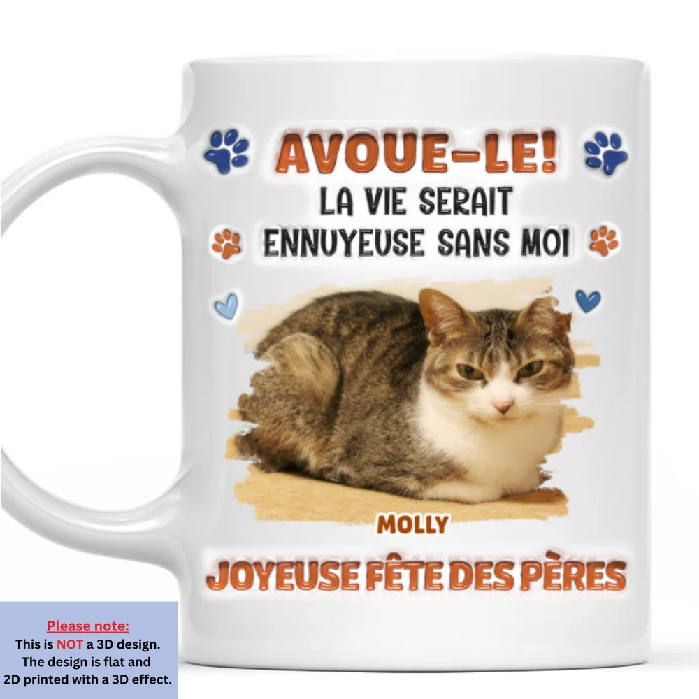 Mug à Café Personnalisé Effet Gonflé 3D "Admit It" Photo - Version Papa Chat Fou et Rigolo - Image 4