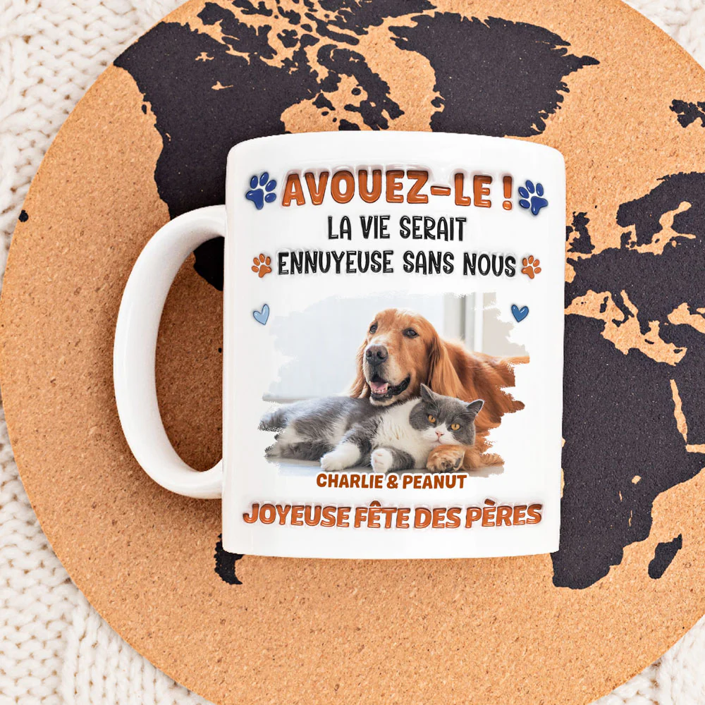 Mug à Café Personnalisé Effet Gonflé 3D "Admit It" Photo - Version Papa Gâteau d'un Animal Rigolo