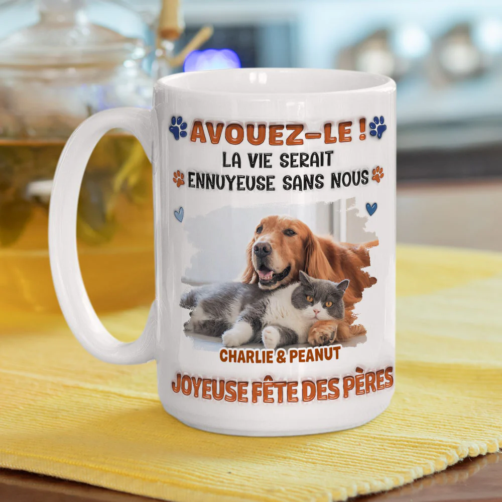 Mug à Café Personnalisé Effet Gonflé 3D "Admit It" Photo - Version Papa Gâteau d'un Animal Rigolo - Image 2