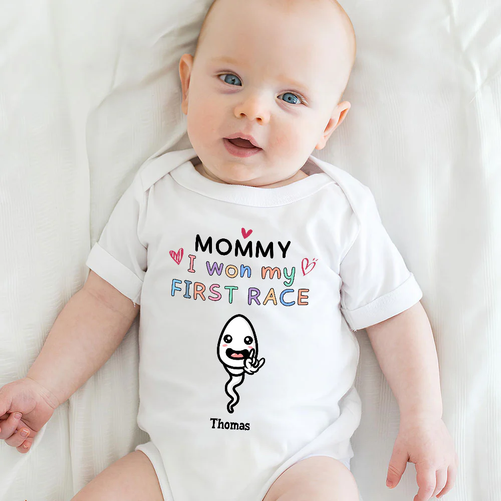 Mummy I Won First Race - Personalized Custom Baby Onesie - Image 4