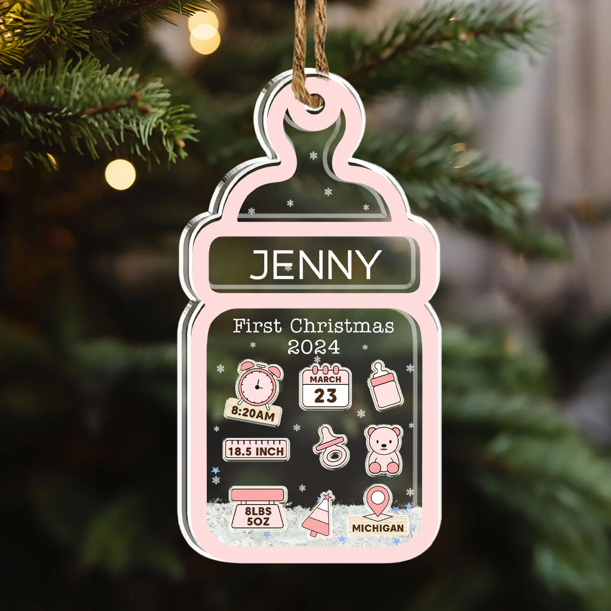 My 1st Christmas - Personalized Custom Acrylic Shaker Ornament - Image 4