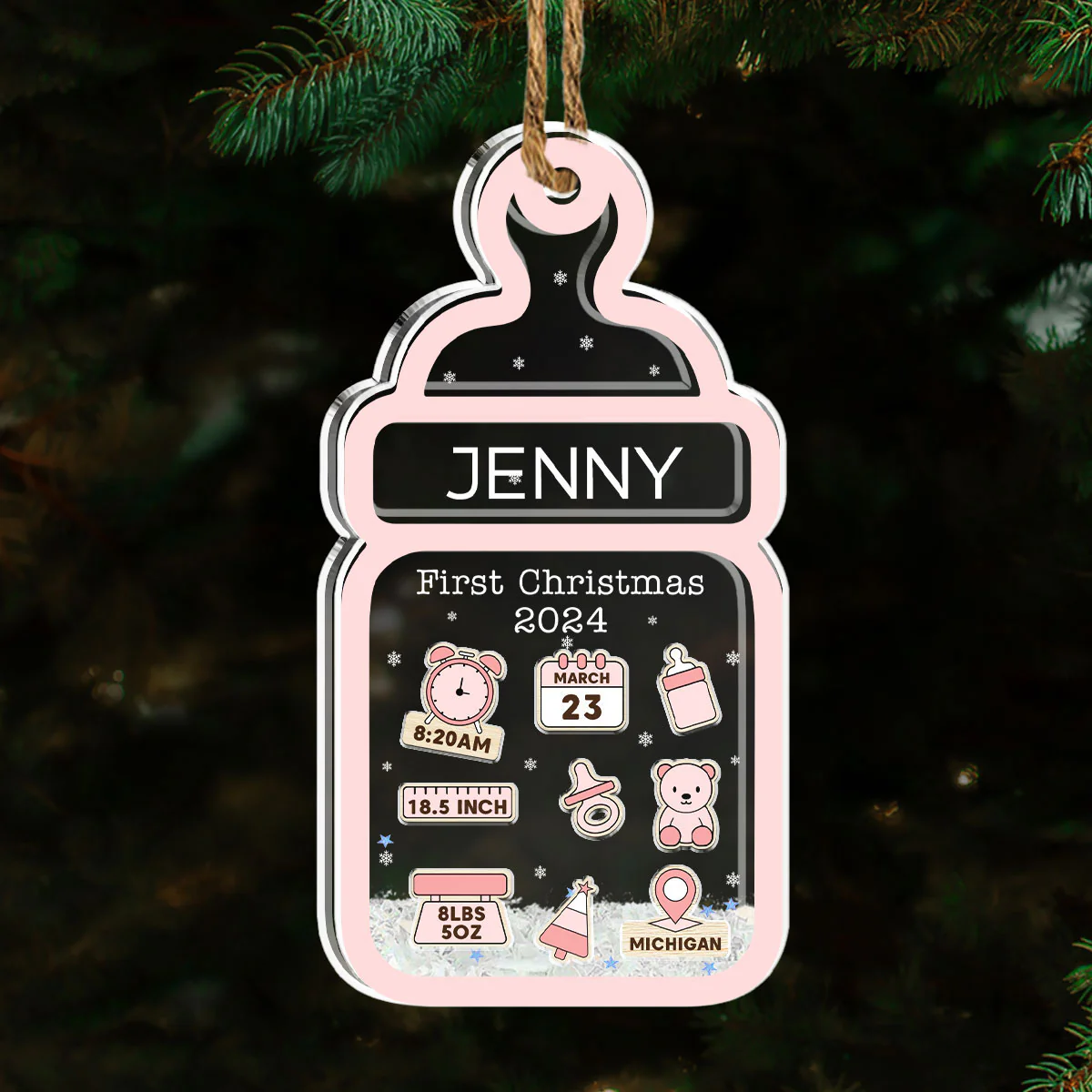 My 1st Christmas - Personalized Custom Acrylic Shaker Ornament - Image 5