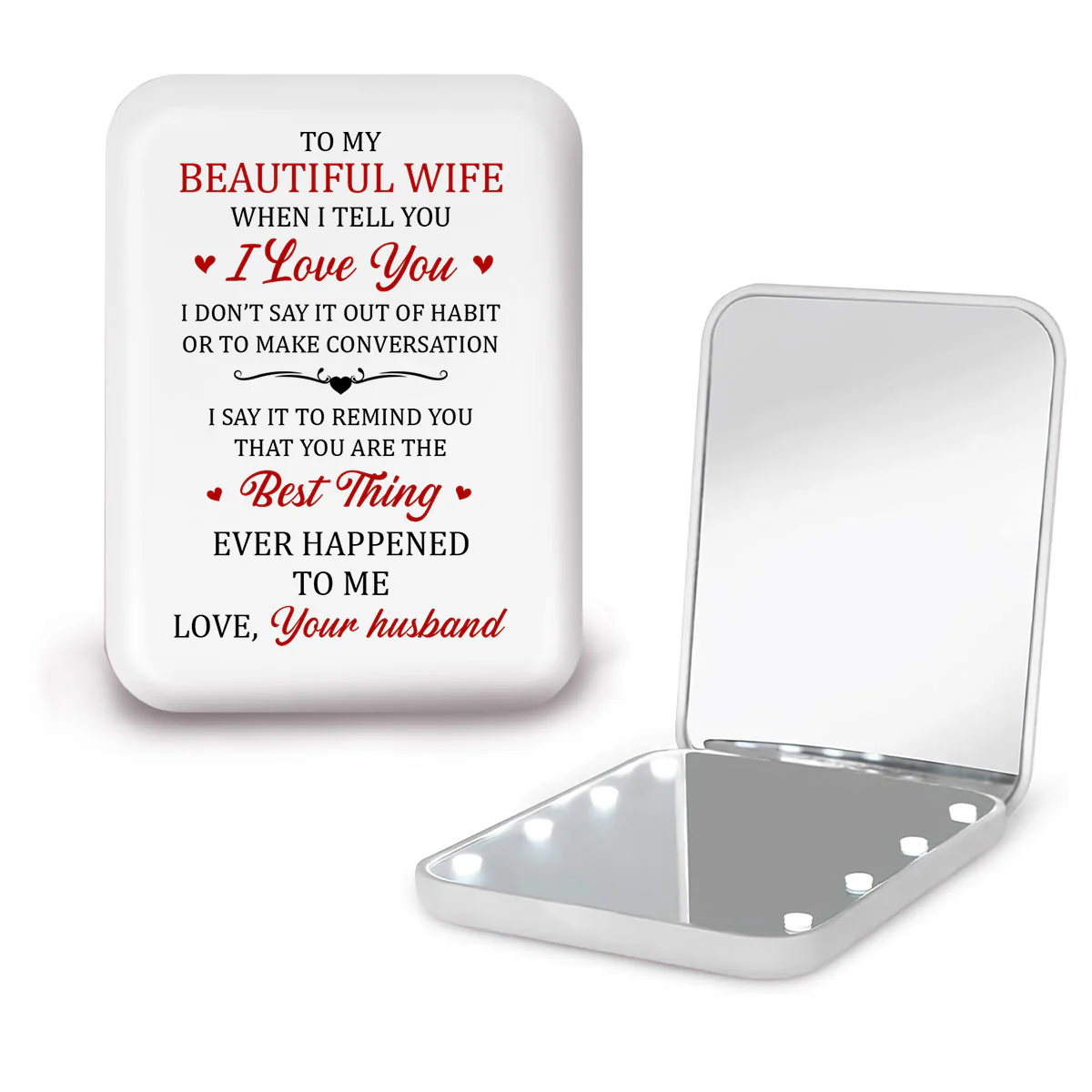 My Beautiful Wife - Personalized Custom LED Pocket Mirror