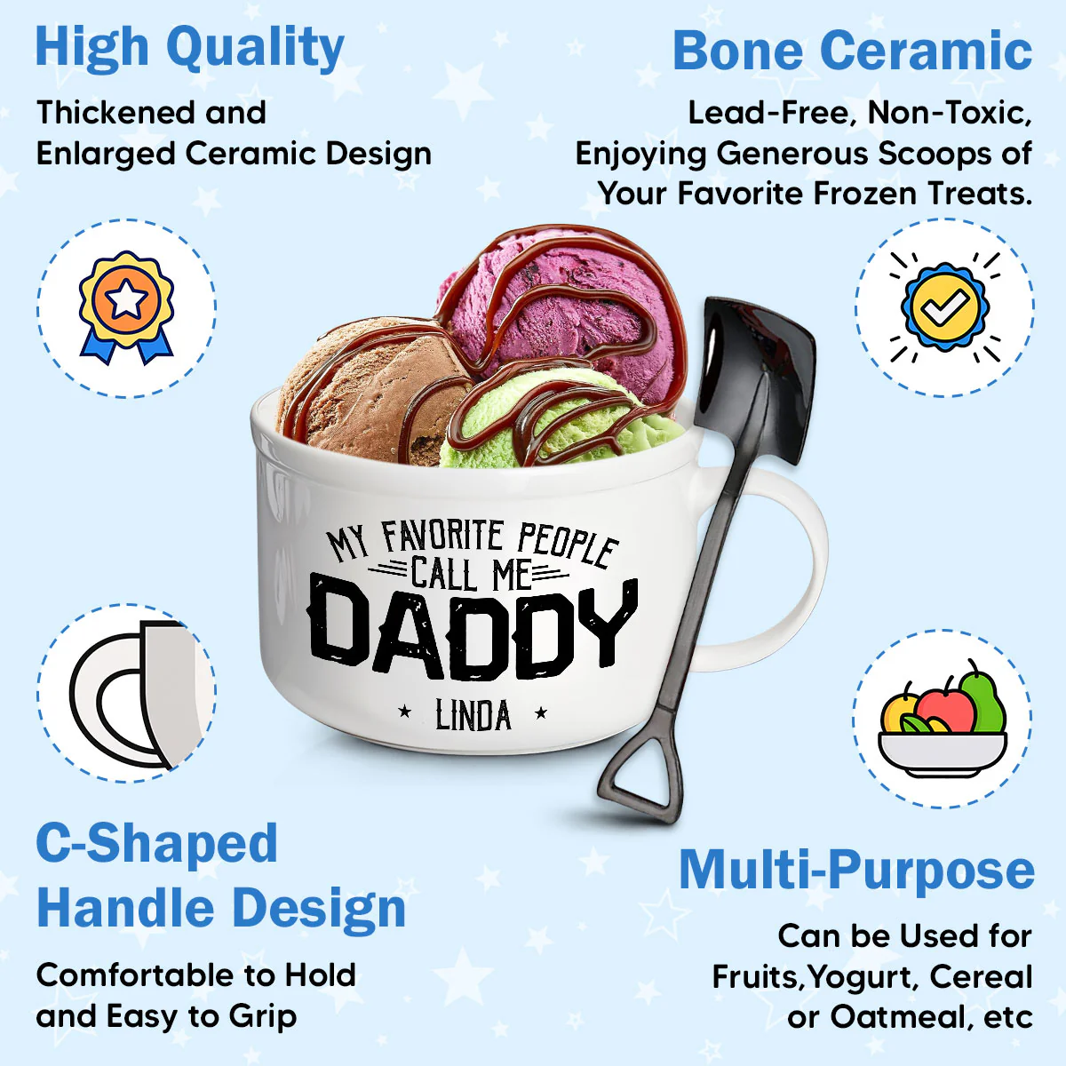My Beloved People Call Me Daddy - Personalized Custom Ceramic Bowl - Image 5