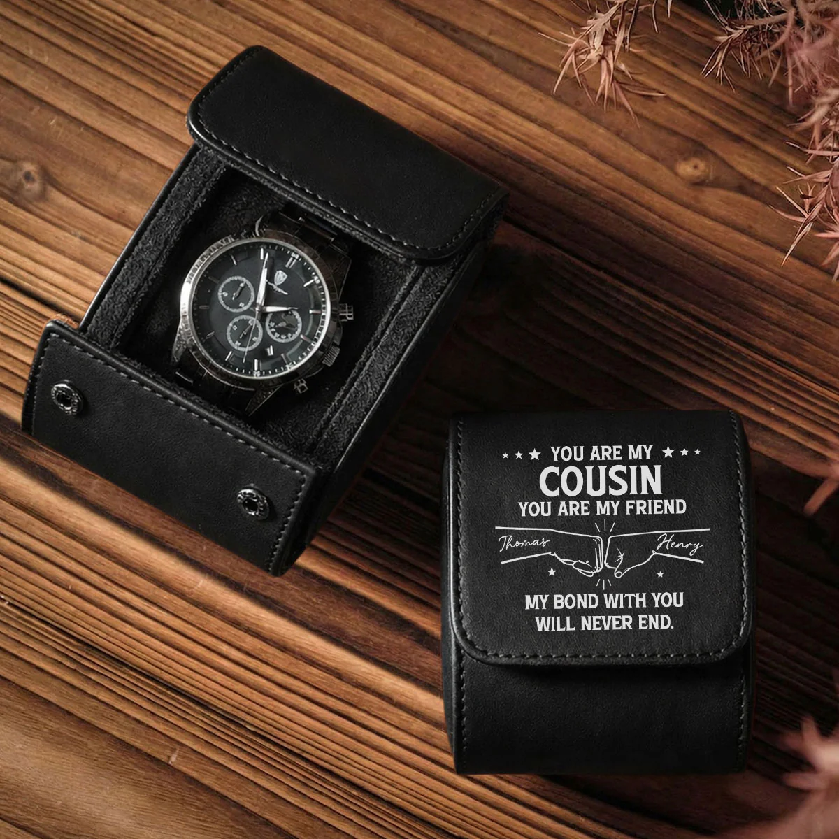 My Bond With You - Personalized Custom Leather Watch Case - Image 2