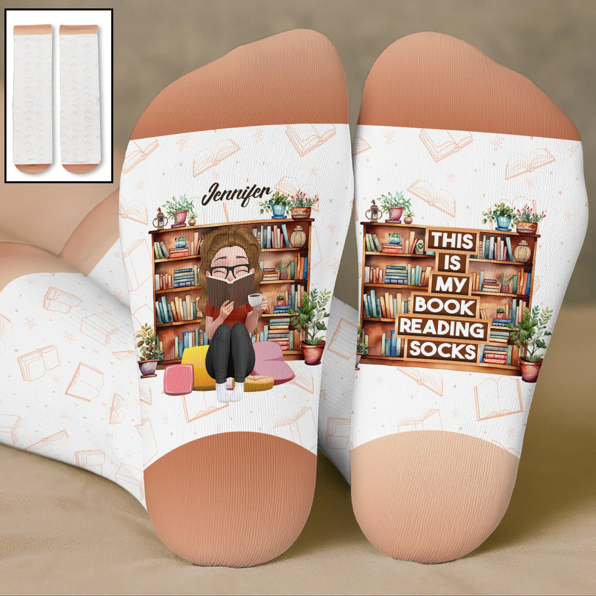 My Book Reading Socks - Personalized Custom Crew Socks