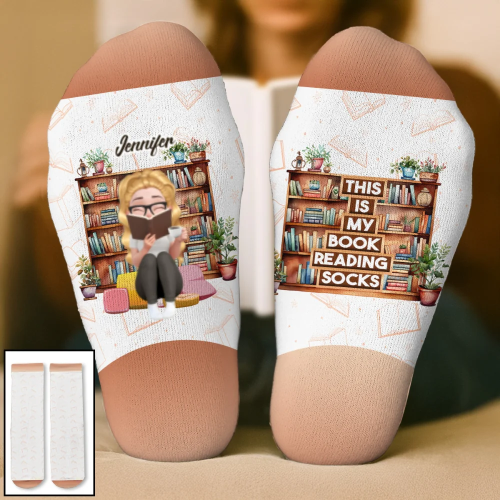 My Book Reading Socks - Personalized Custom Crew Socks - Image 7