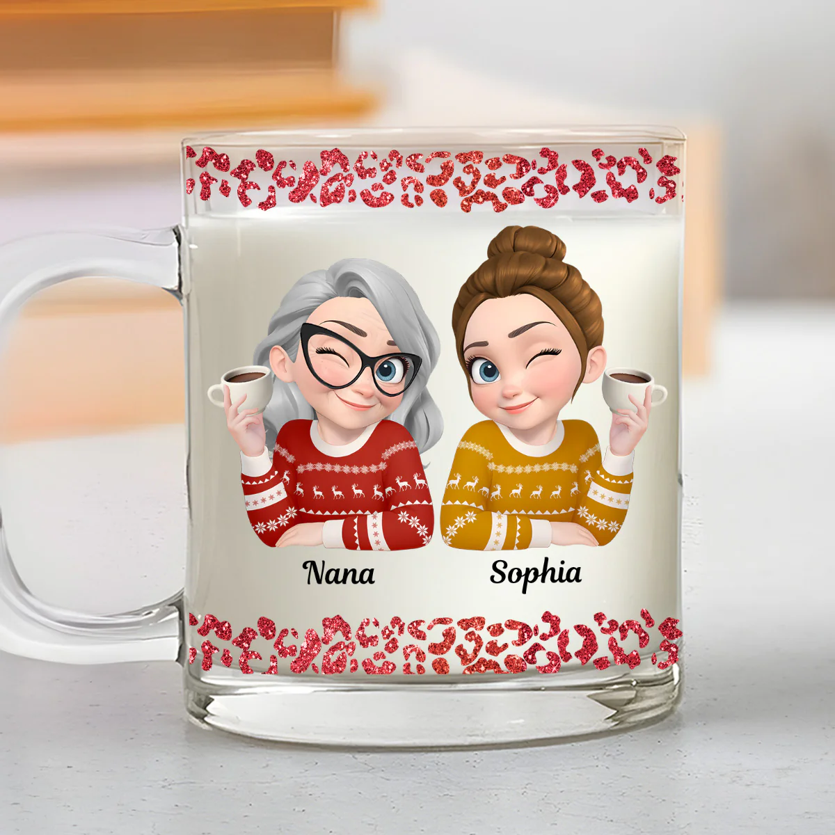My Brave Granddaughter - Personalized Custom Glass Mug - Image 3