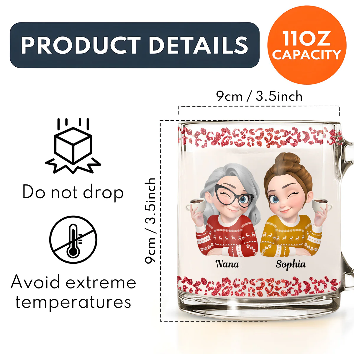 My Brave Granddaughter - Personalized Custom Glass Mug - Image 5