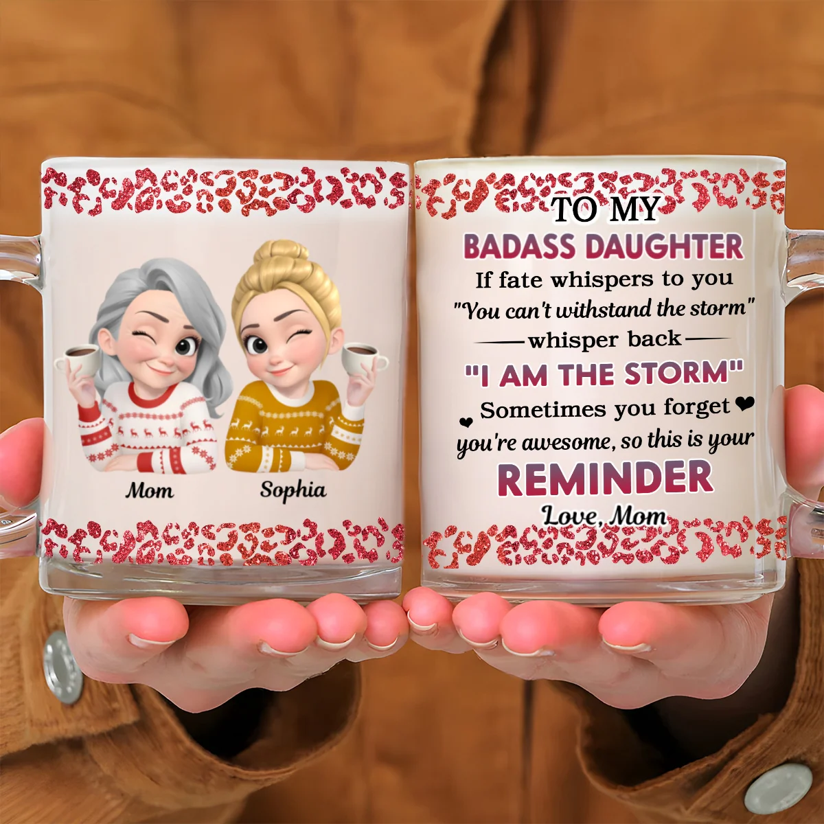 My Brave Granddaughter - Personalized Custom Glass Mug - Image 6