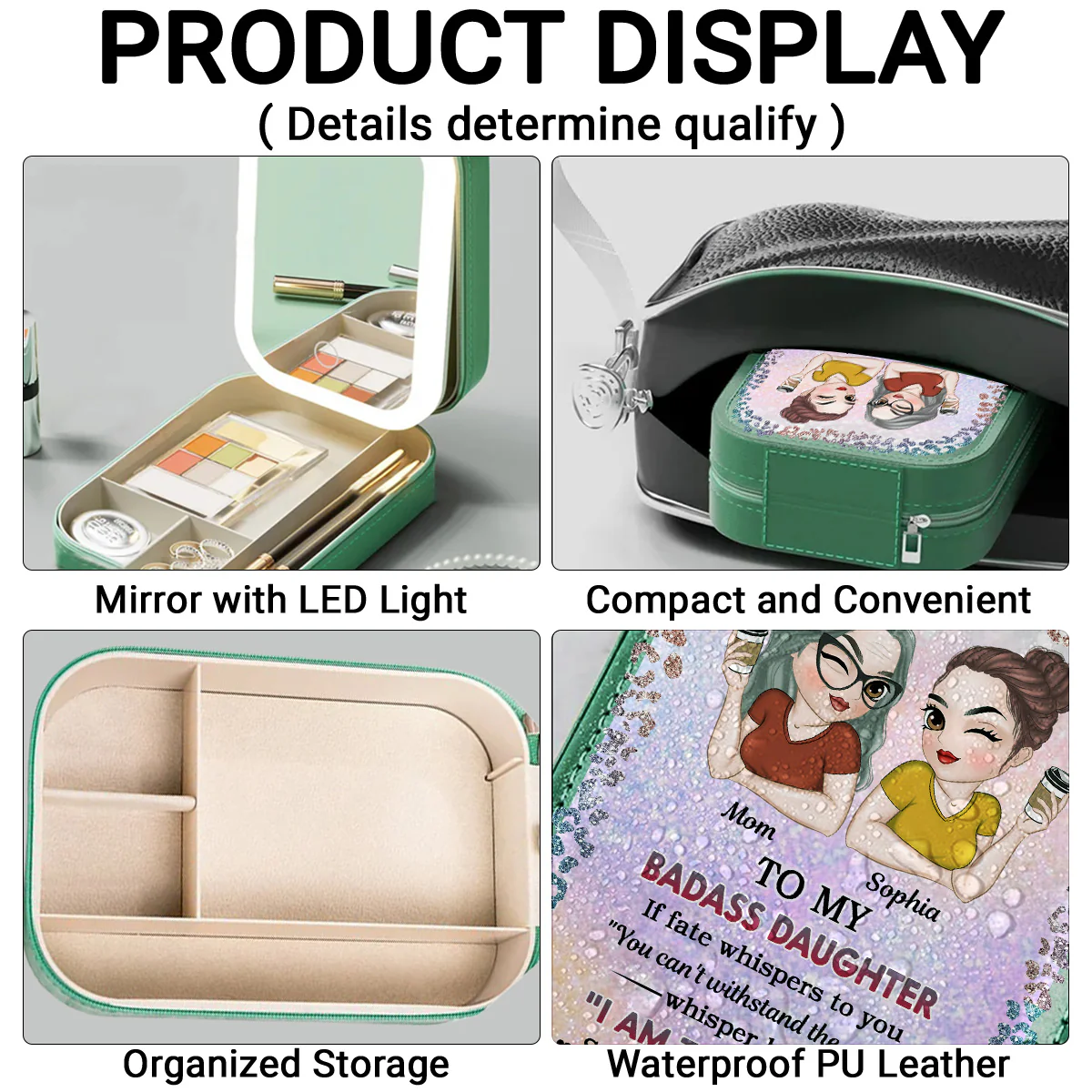 My Brave Granddaughter - Personalized Custom Jewelry Box With LED Mirror - Image 5