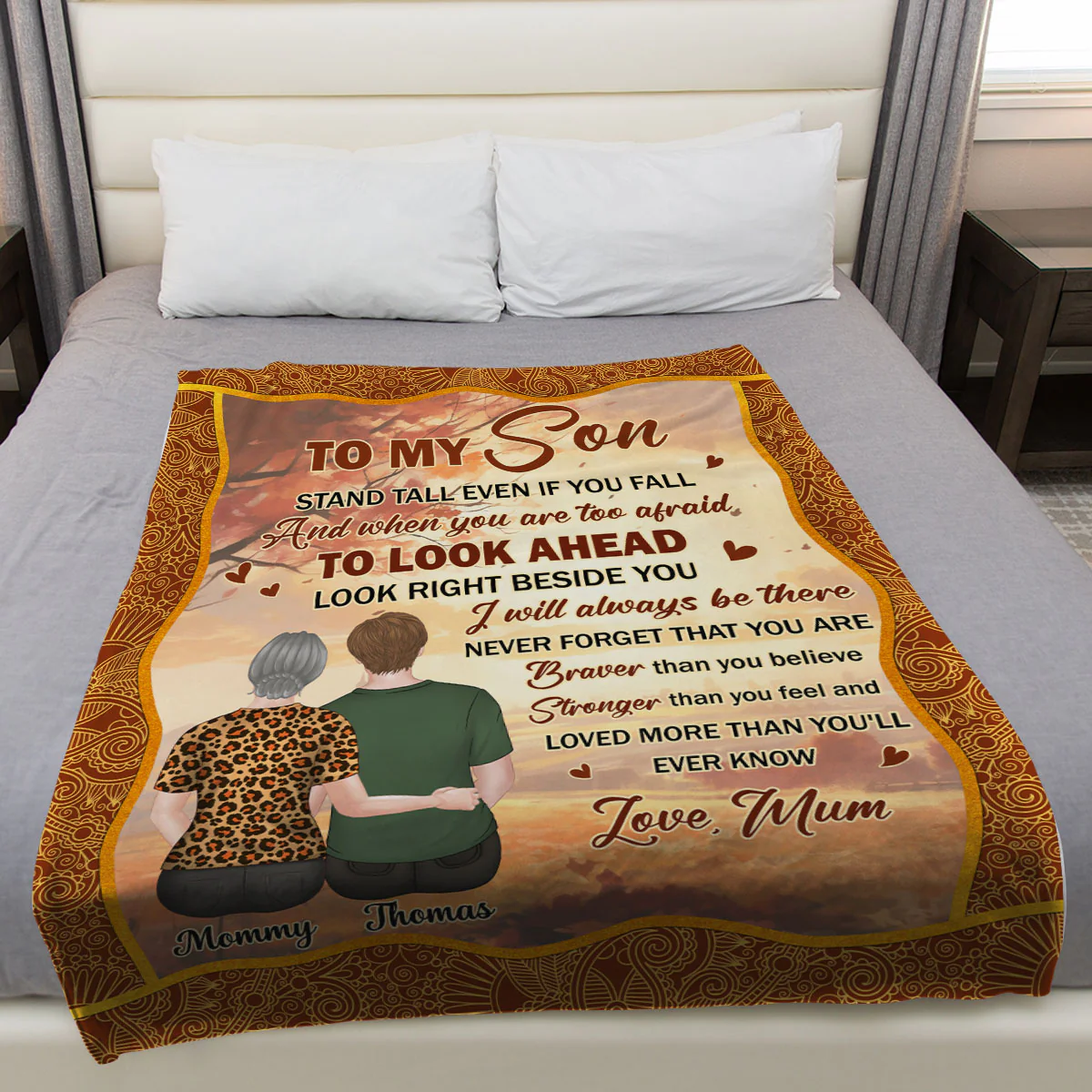 My Brave Grandson - Personalized Custom Fleece Blanket - Image 3