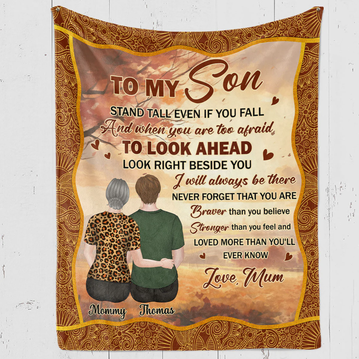 My Brave Grandson - Personalized Custom Fleece Blanket - Image 5