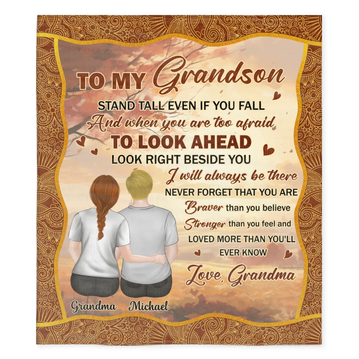 My Brave Grandson - Personalized Custom Fleece Blanket - Image 6