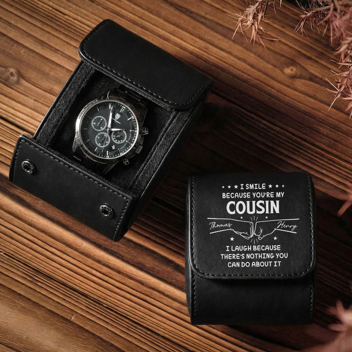 My Brother Version - Personalized Custom Leather Watch Case - Image 2