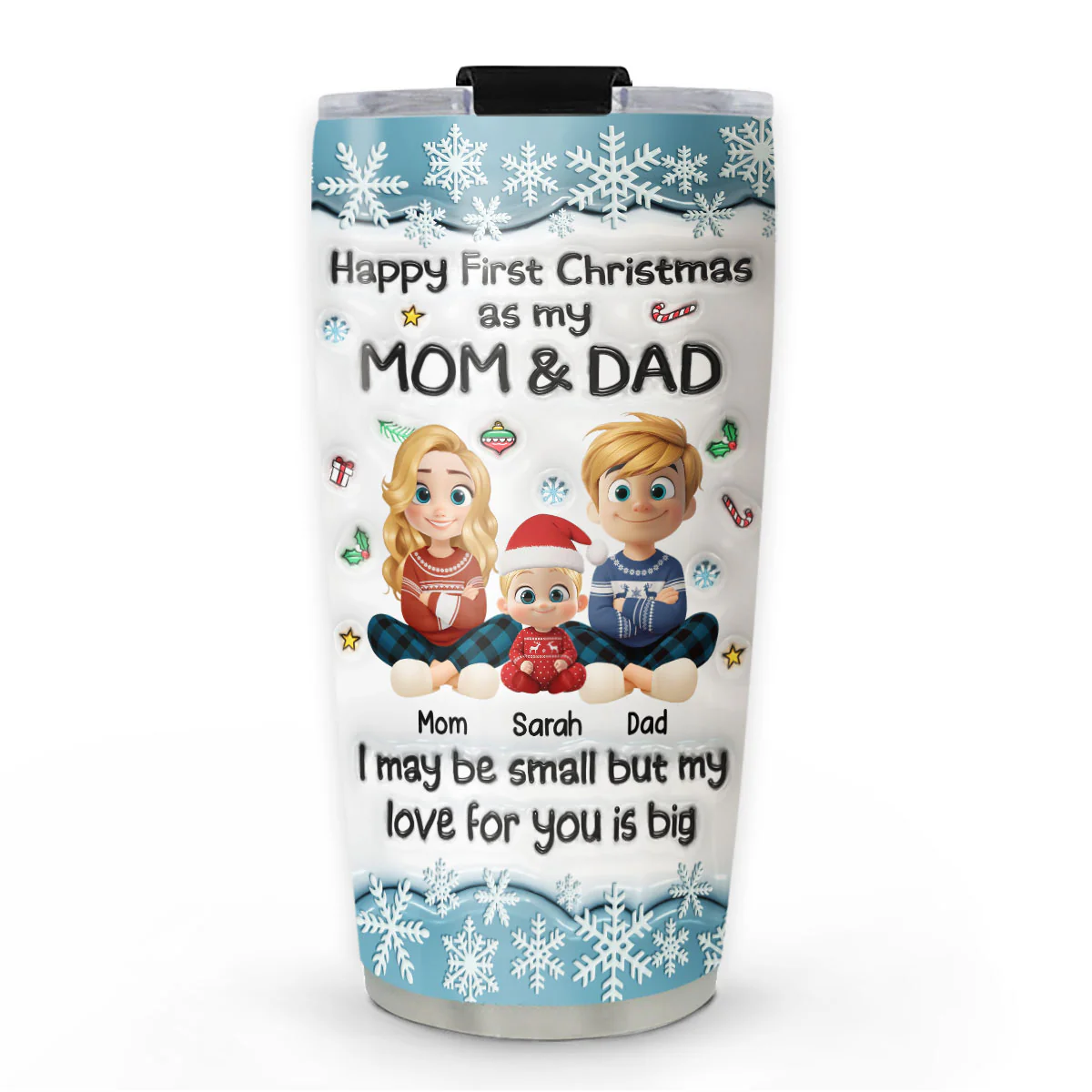 My Christmas With Mom And Dad - Personalized Custom 3D Inflated Effect Tumbler