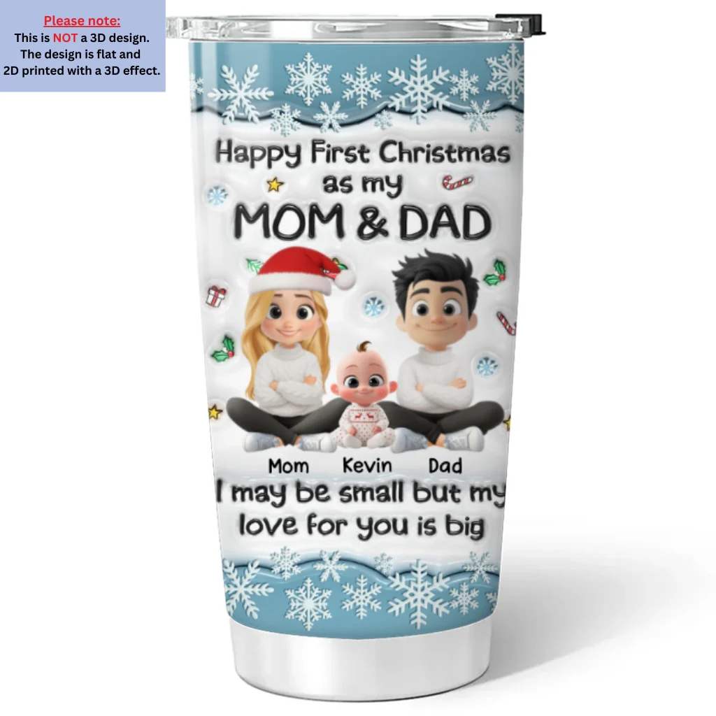 My Christmas With Mom And Dad - Personalized Custom 3D Inflated Effect Tumbler - Image 5