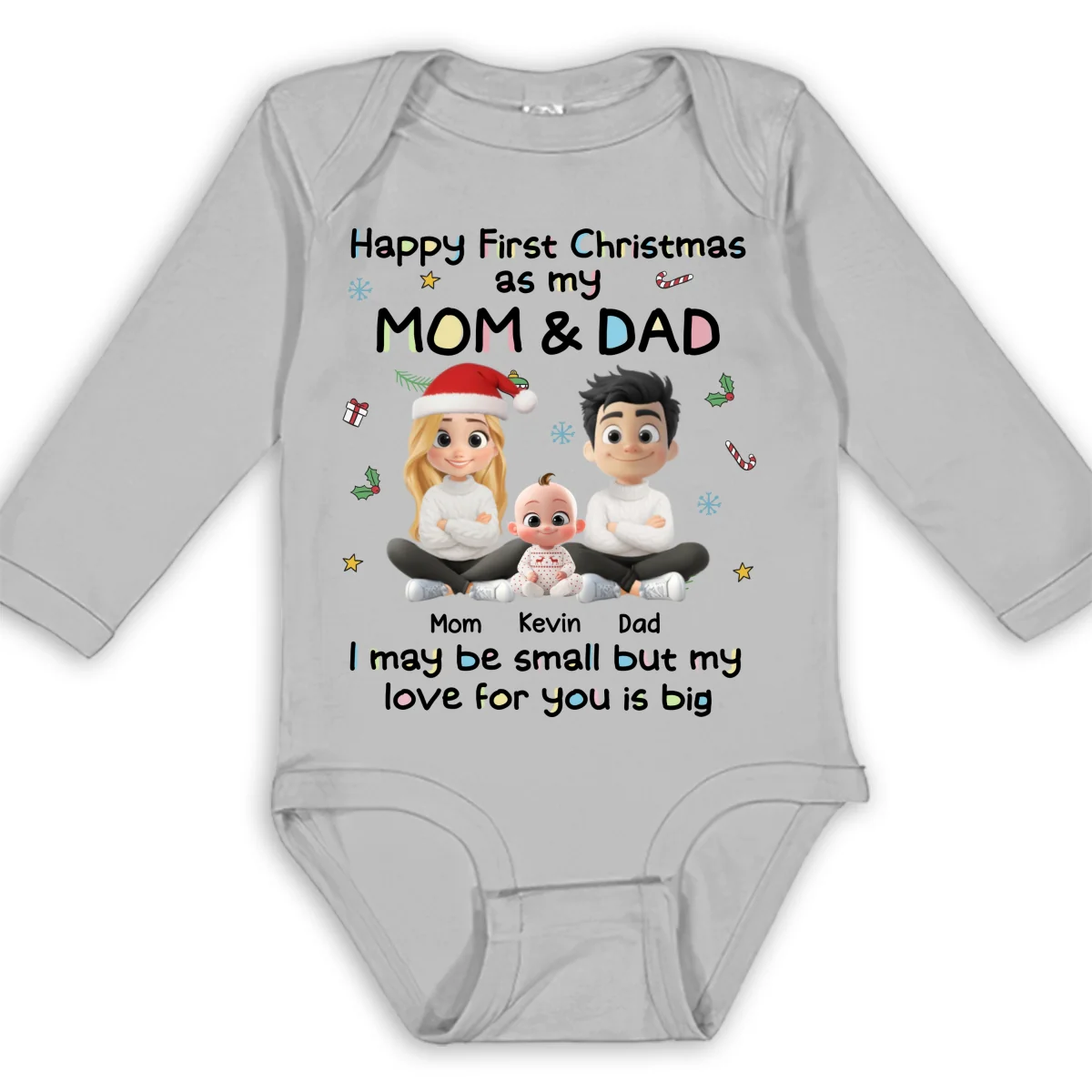 My Christmas With Mom And Dad - Personalized Custom Long Sleeve Baby Onesie - Image 7