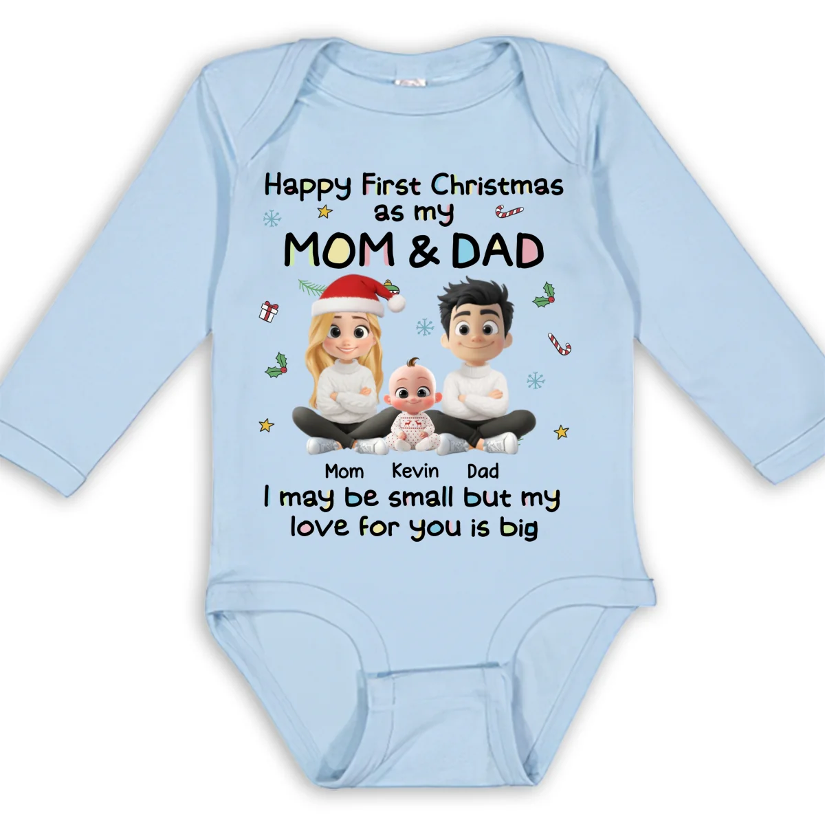 My Christmas With Mom And Dad - Personalized Custom Long Sleeve Baby Onesie - Image 8