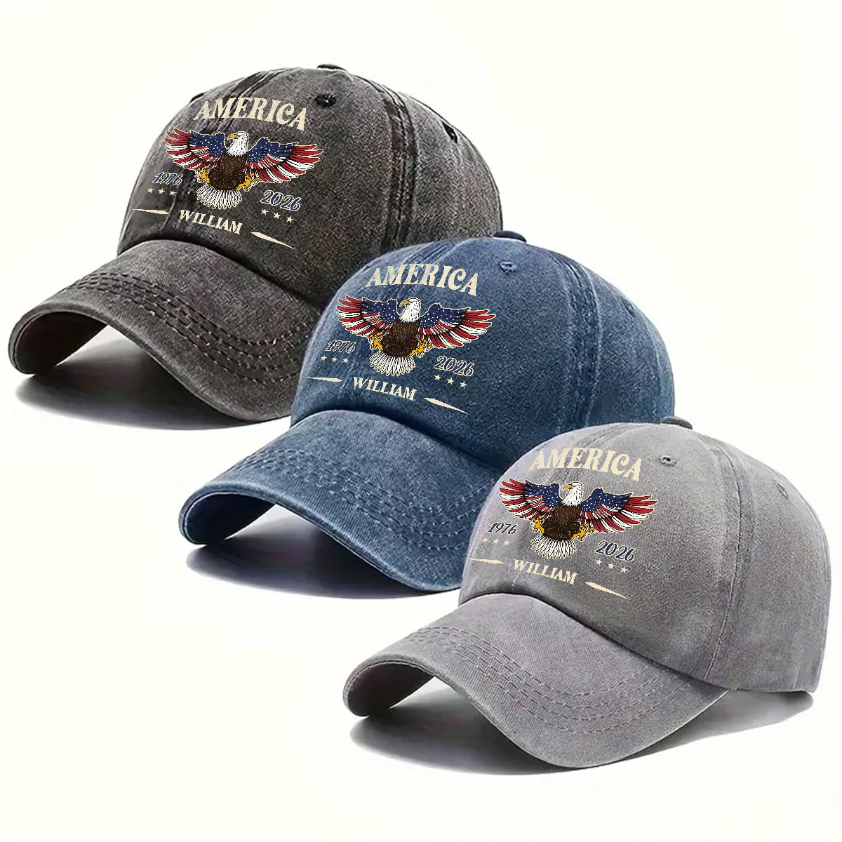 My Country - Personalized Custom Vintage Washed Denim Cap - Image 5