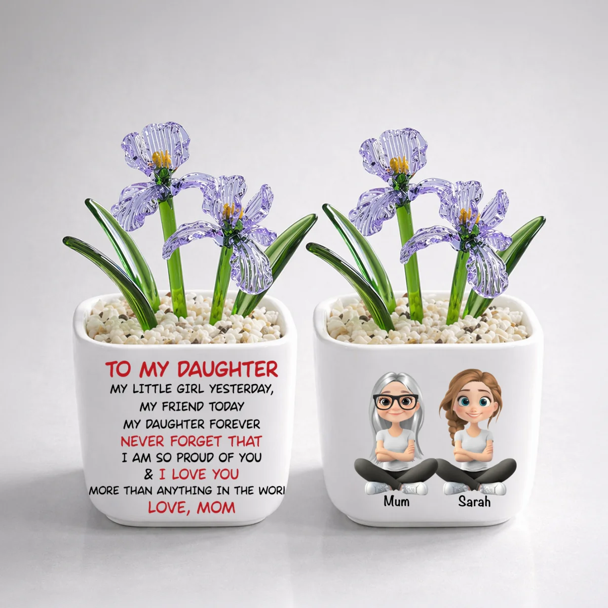 My Daughter Forever - Personalized Custom Glass Birth Month Flower - Image 10