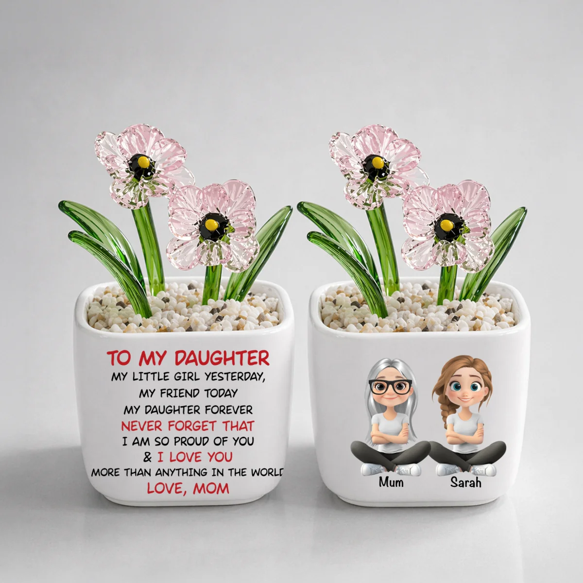 My Daughter Forever - Personalized Custom Glass Birth Month Flower - Image 18