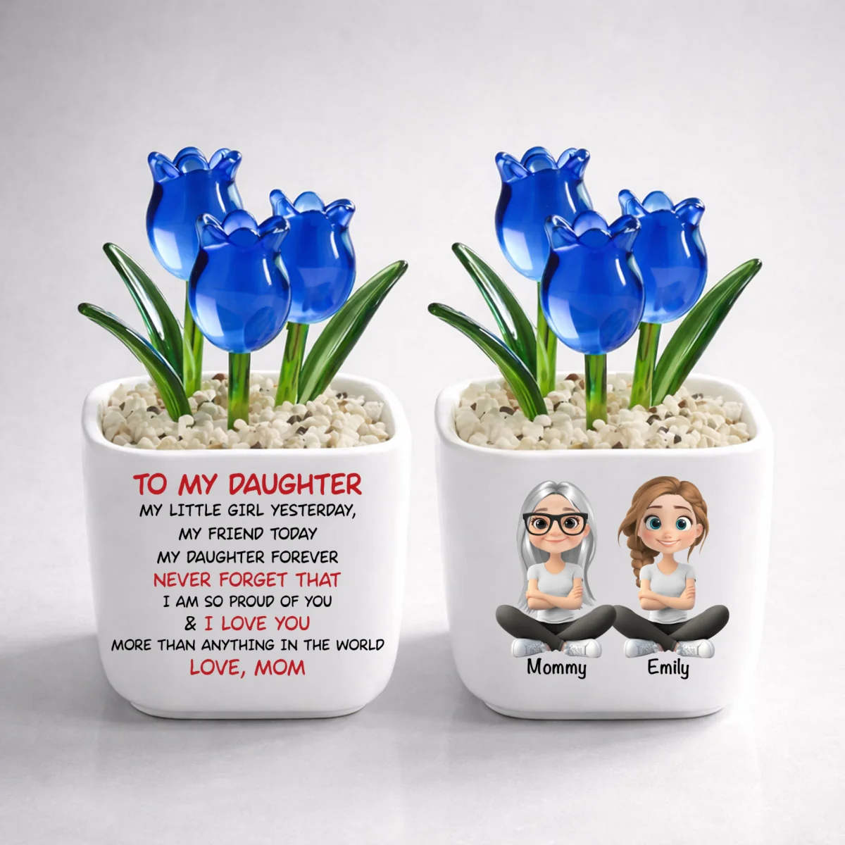 My Daughter Forever - Personalized Custom Glass Everlasting Tulips - Image 8
