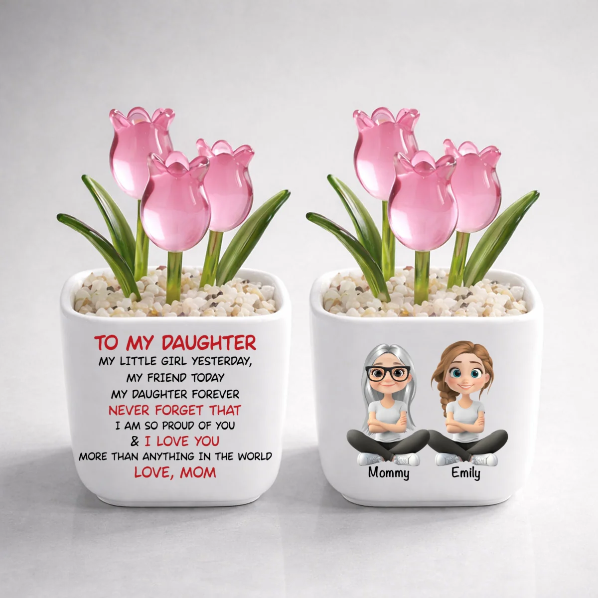 My Daughter Forever - Personalized Custom Glass Everlasting Tulips - Image 9