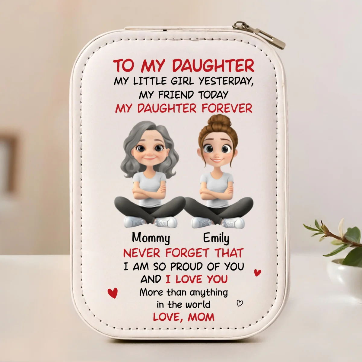 My Daughter Forever - Personalized Custom Jewelry Box With LED Mirror - Image 7