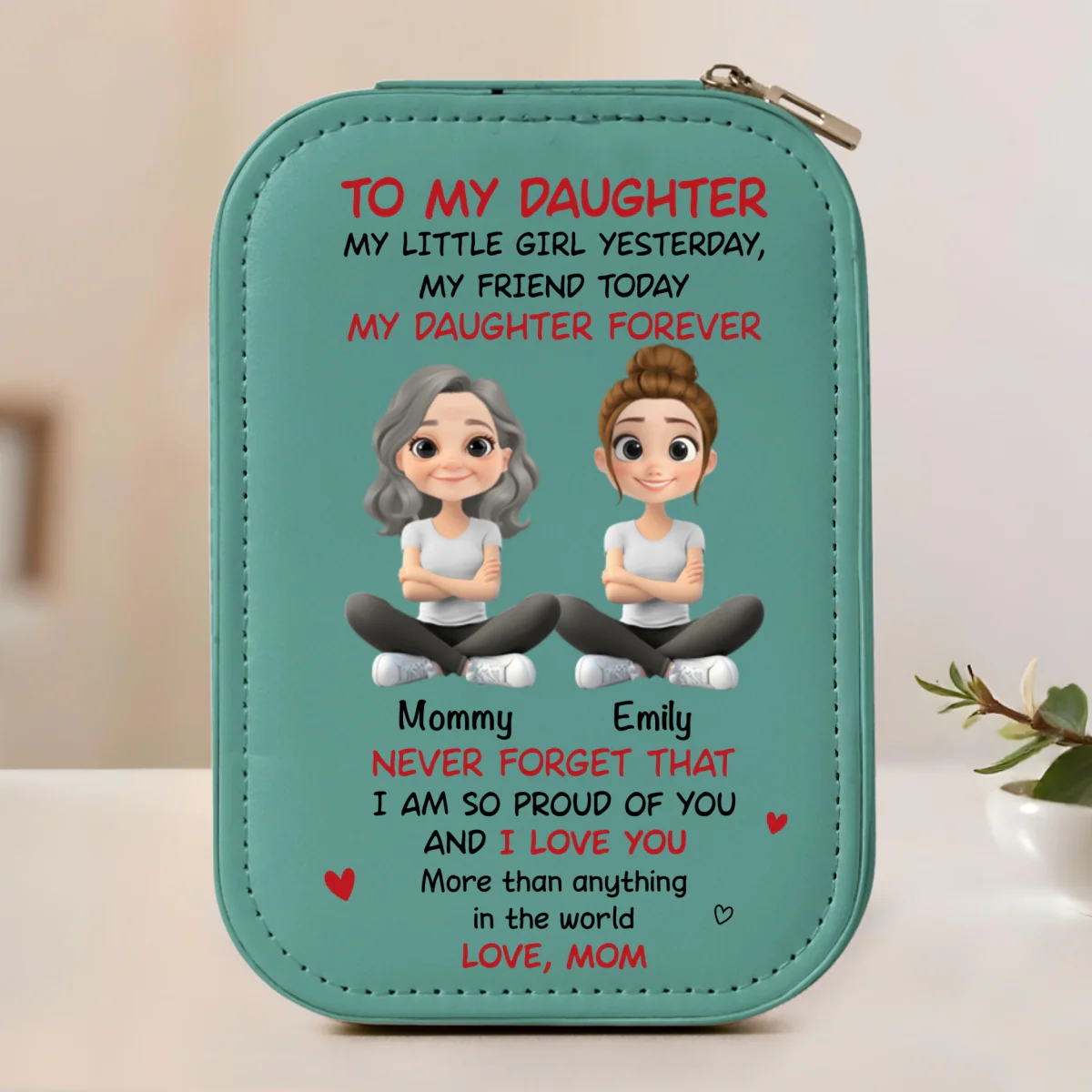 My Daughter Forever - Personalized Custom Jewelry Box With LED Mirror - Image 9