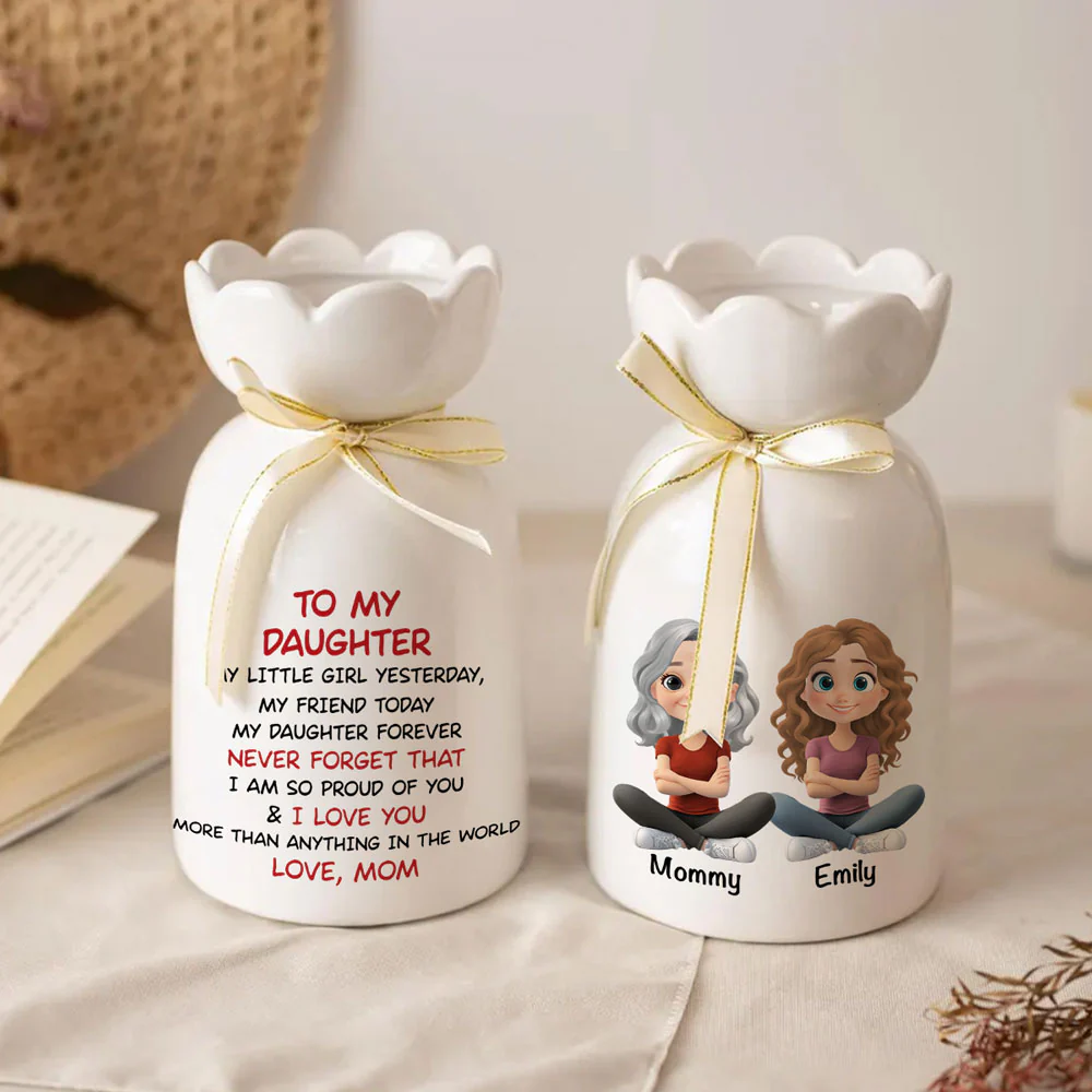 My Daughter Forever - Personalized Custom Ribbon Tie Flower Vase - Image 5